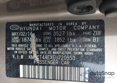 2014 Hyundai Accent Gls из США, поврежденный, VIN KMHCT4AEXEU720553